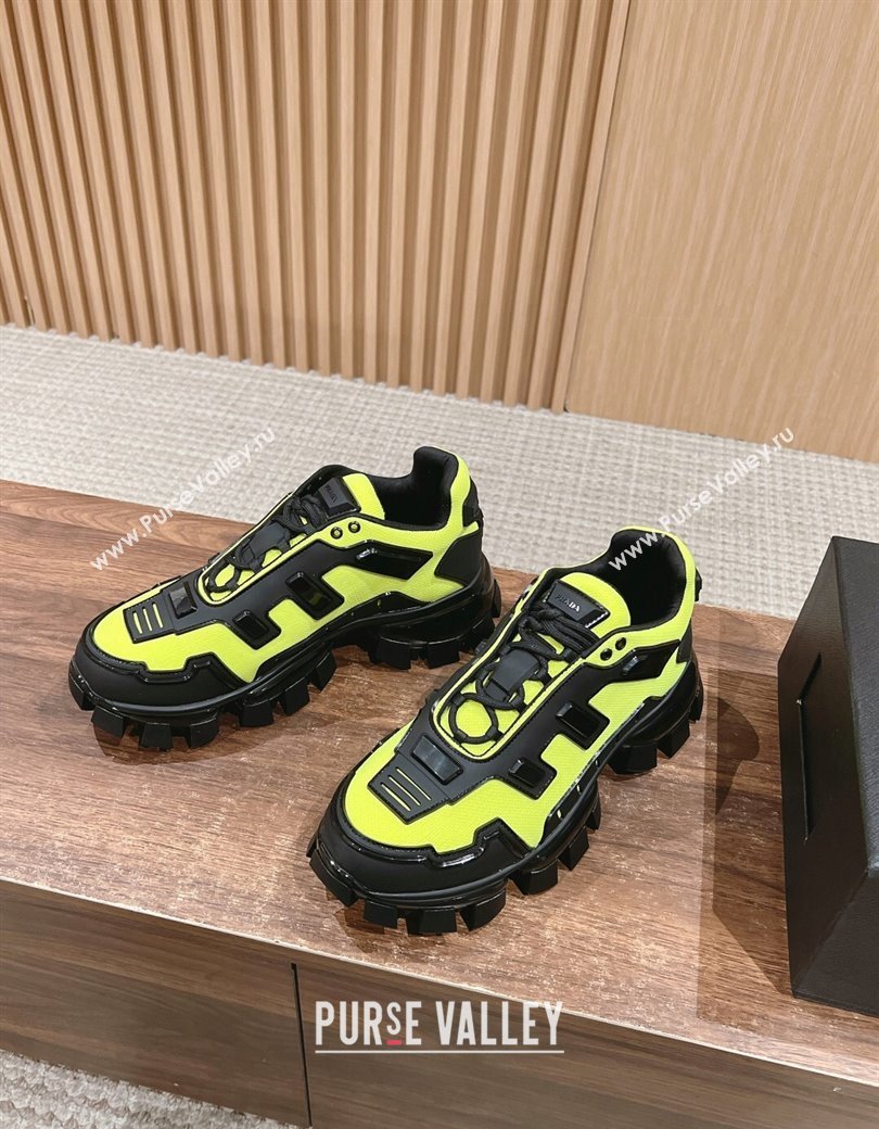 Prada Mens Cloudbust Thunder Sneakers in Knit and Rubber Yellow 2024 (KL-241227115)