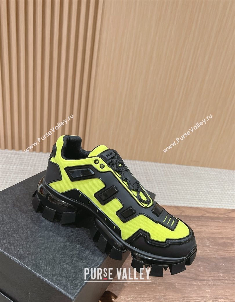 Prada Mens Cloudbust Thunder Sneakers in Knit and Rubber Yellow 2024 (KL-241227115)