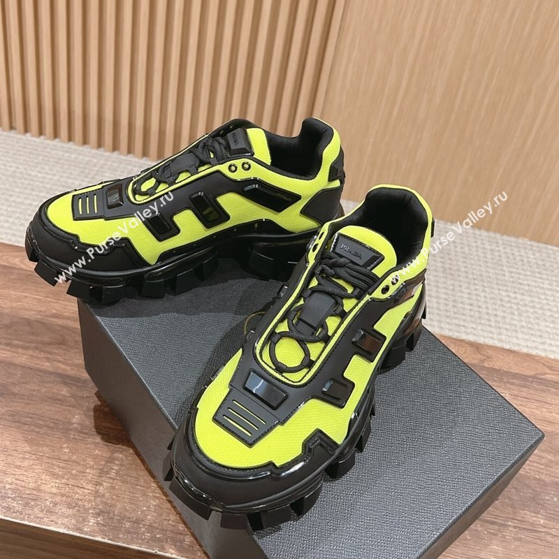 Prada Mens Cloudbust Thunder Sneakers in Knit and Rubber Yellow 2024 (KL-241227115)