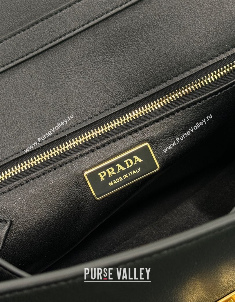 Prada Medium leather shoulder bag Black 2025 1BN023 (YZ-250207016)