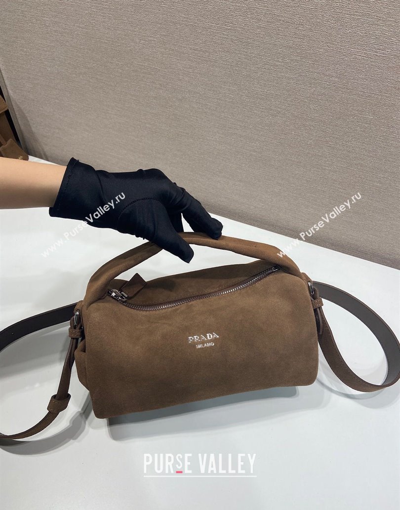 Prada Suede shoulder bag Brown 2025 2VH188 (YZ-250521017)