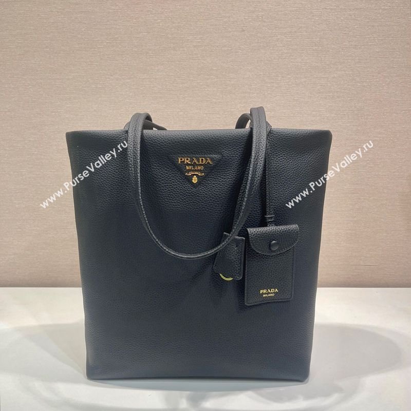 Prada Large leather tote bag Black 2025 1BG550 (YZ-250207021)