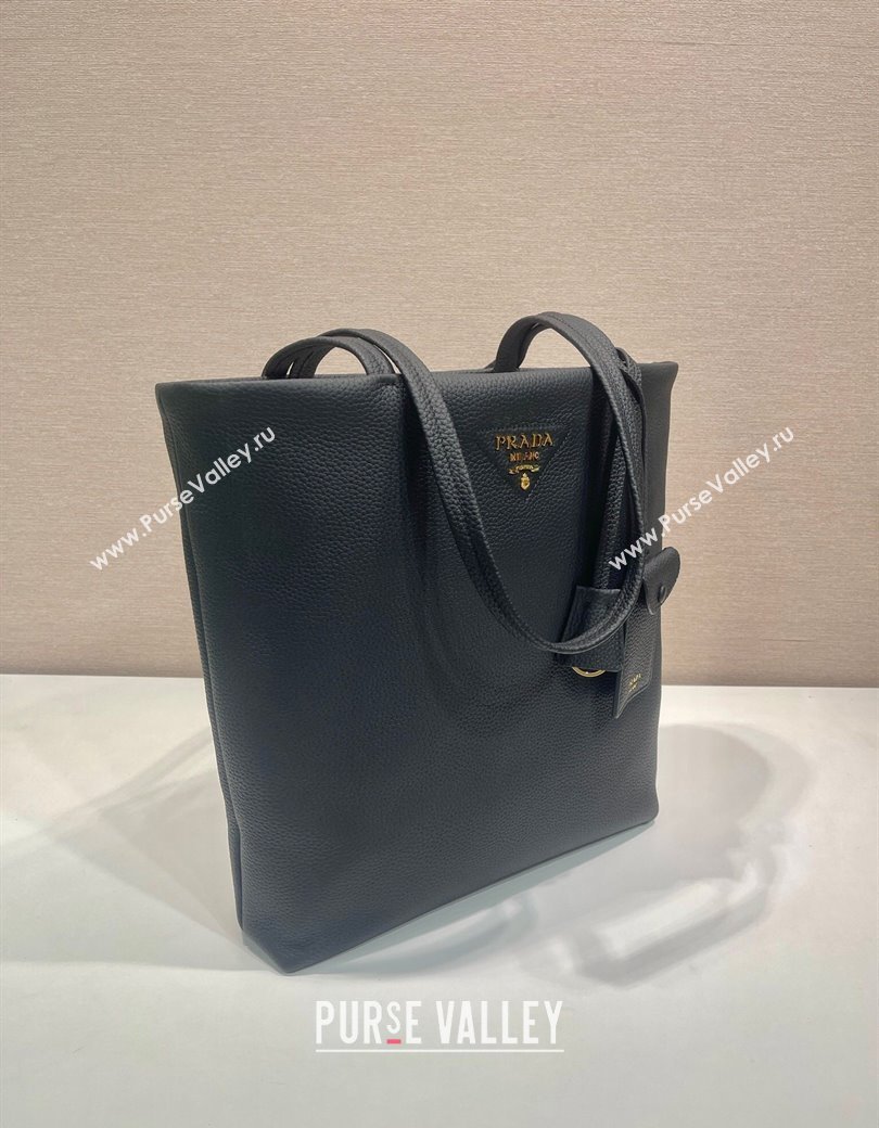 Prada Large leather tote bag Black 2025 1BG550 (YZ-250207021)