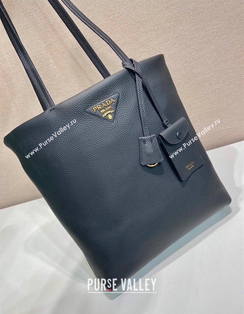 Prada Large leather tote bag Black 2025 1BG550 (YZ-250207021)