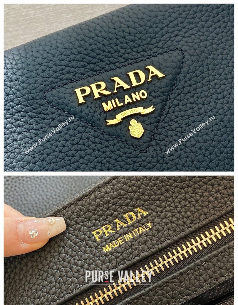 Prada Large leather tote bag Black 2025 1BG550 (YZ-250207021)