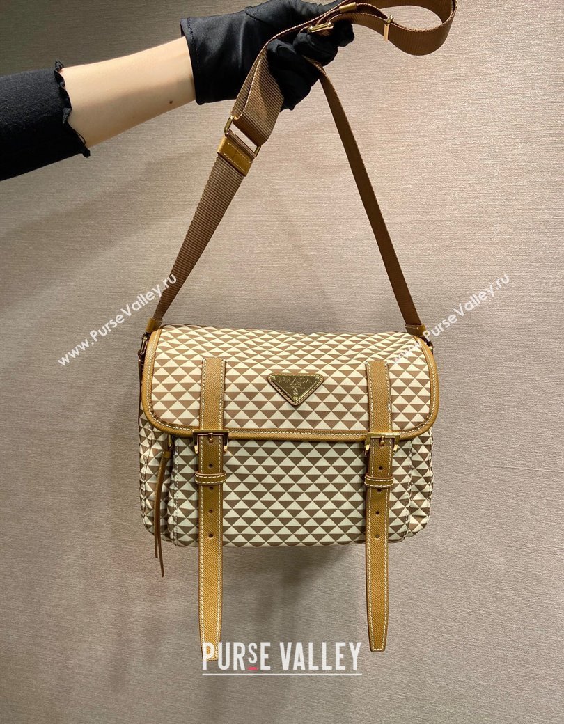 Prada Symbole Printed Nylon Messenger Bag Beige 2025 1BD383 (YZ-250207022)