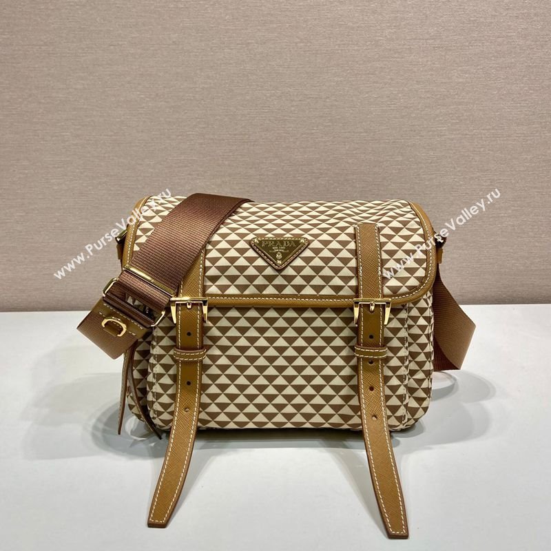 Prada Symbole Printed Nylon Messenger Bag Beige 2025 1BD383 (YZ-250207022)