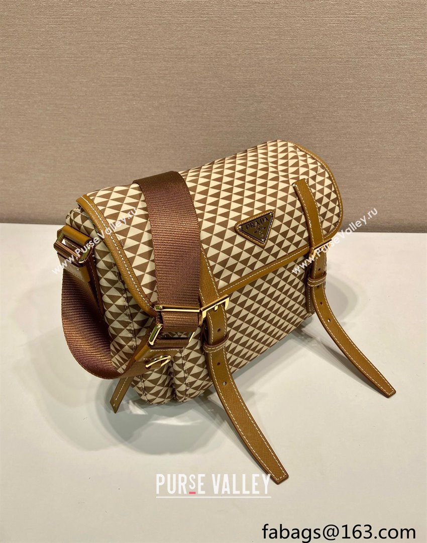 Prada Symbole Printed Nylon Messenger Bag Beige 2025 1BD383 (YZ-250207022)