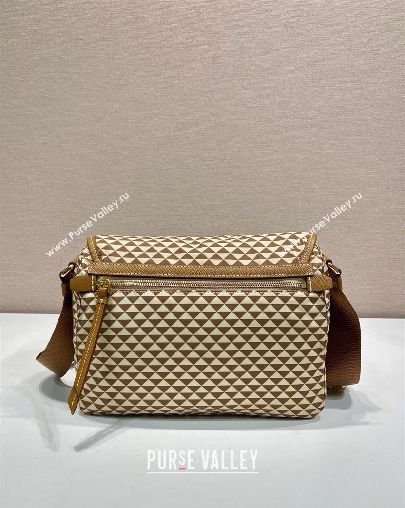 Prada Symbole Printed Nylon Messenger Bag Beige 2025 1BD383 (YZ-250207022)