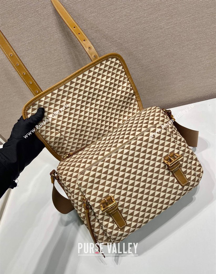Prada Symbole Printed Nylon Messenger Bag Beige 2025 1BD383 (YZ-250207022)