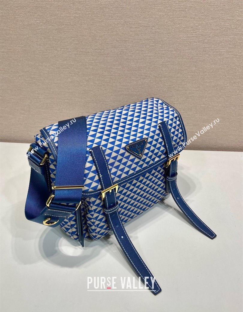 Prada Symbole Printed Nylon Messenger Bag Blue 2025 1BD383 (YZ-250207023)