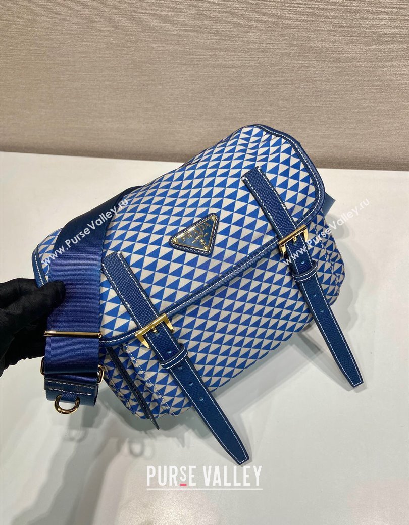 Prada Symbole Printed Nylon Messenger Bag Blue 2025 1BD383 (YZ-250207023)