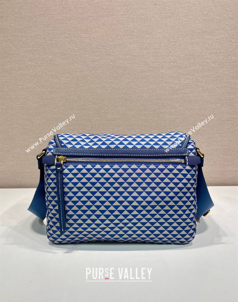 Prada Symbole Printed Nylon Messenger Bag Blue 2025 1BD383 (YZ-250207023)