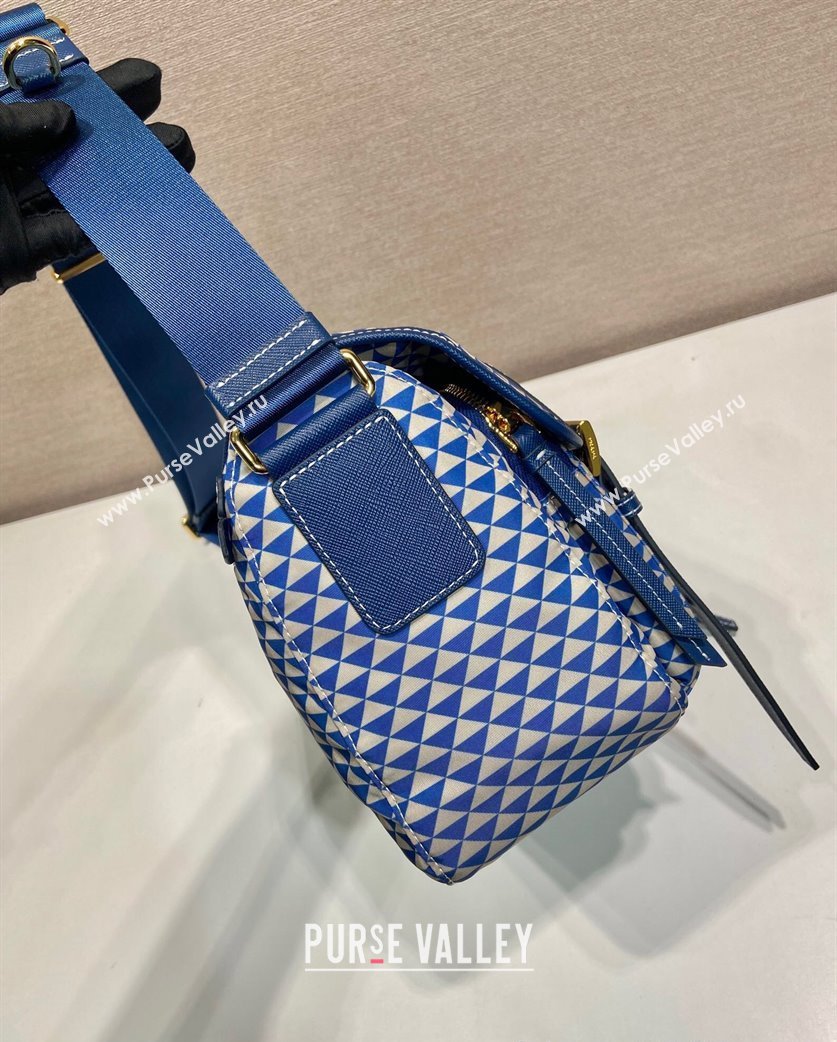 Prada Symbole Printed Nylon Messenger Bag Blue 2025 1BD383 (YZ-250207023)