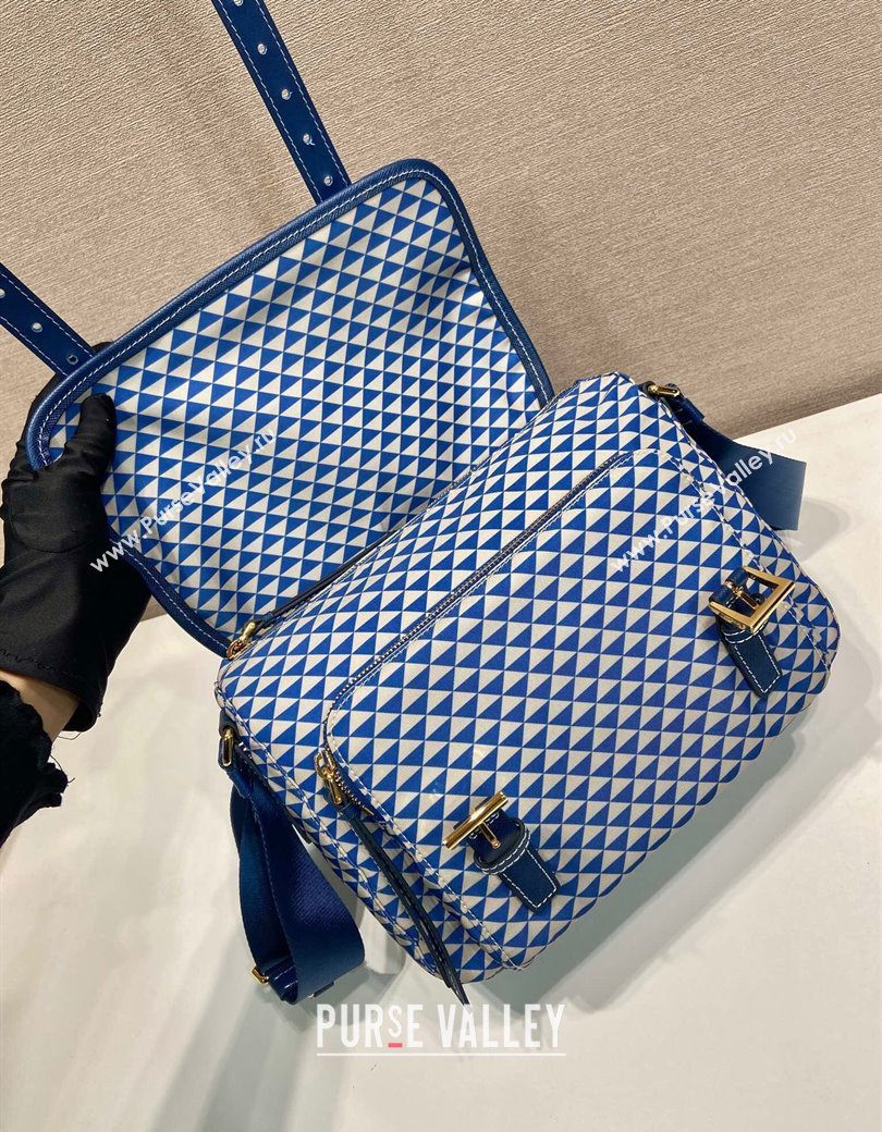 Prada Symbole Printed Nylon Messenger Bag Blue 2025 1BD383 (YZ-250207023)