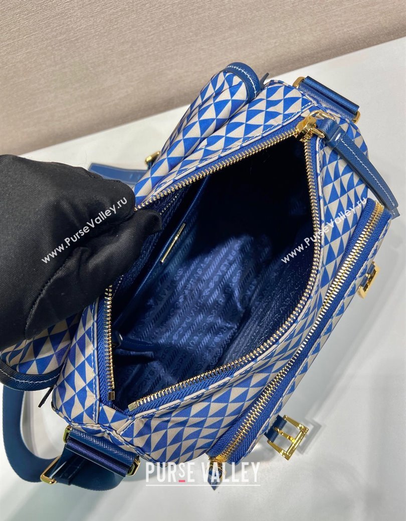 Prada Symbole Printed Nylon Messenger Bag Blue 2025 1BD383 (YZ-250207023)