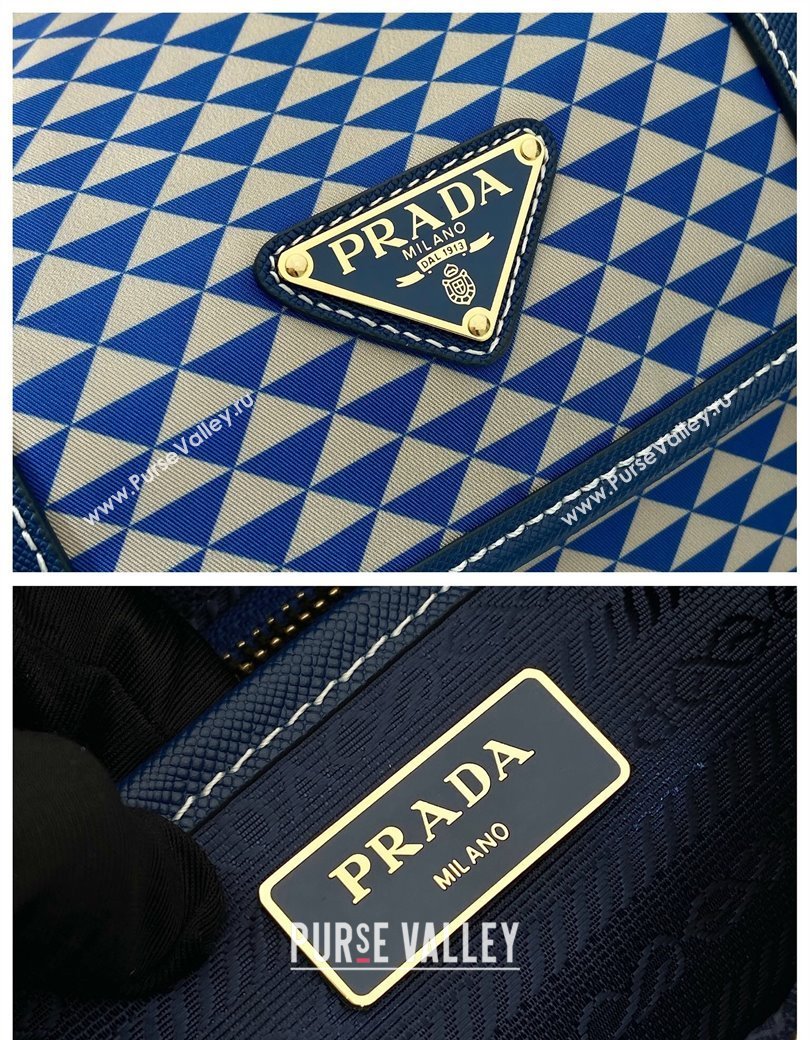 Prada Symbole Printed Nylon Messenger Bag Blue 2025 1BD383 (YZ-250207023)