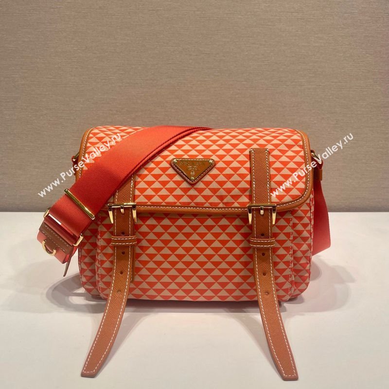 Prada Symbole Printed Nylon Messenger Bag Orange 2025 1BD383 (YZ-250207024)