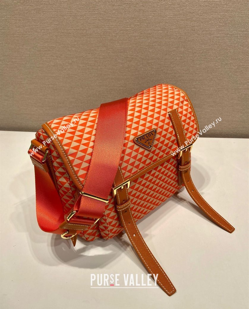 Prada Symbole Printed Nylon Messenger Bag Orange 2025 1BD383 (YZ-250207024)