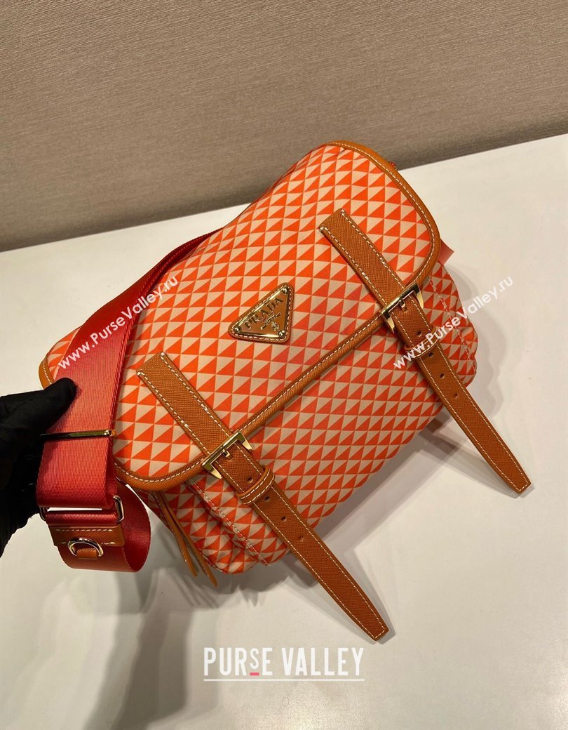 Prada Symbole Printed Nylon Messenger Bag Orange 2025 1BD383 (YZ-250207024)