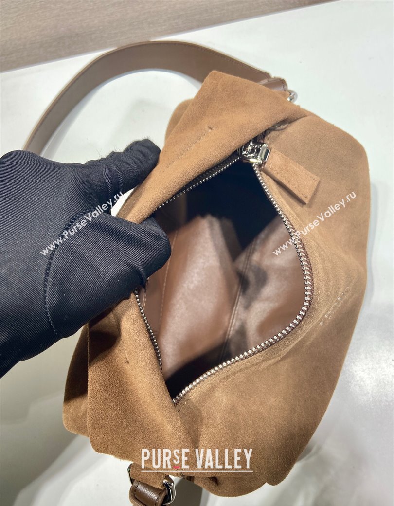 Prada Suede shoulder bag Brown 2025 2VH188 (YZ-250207008)