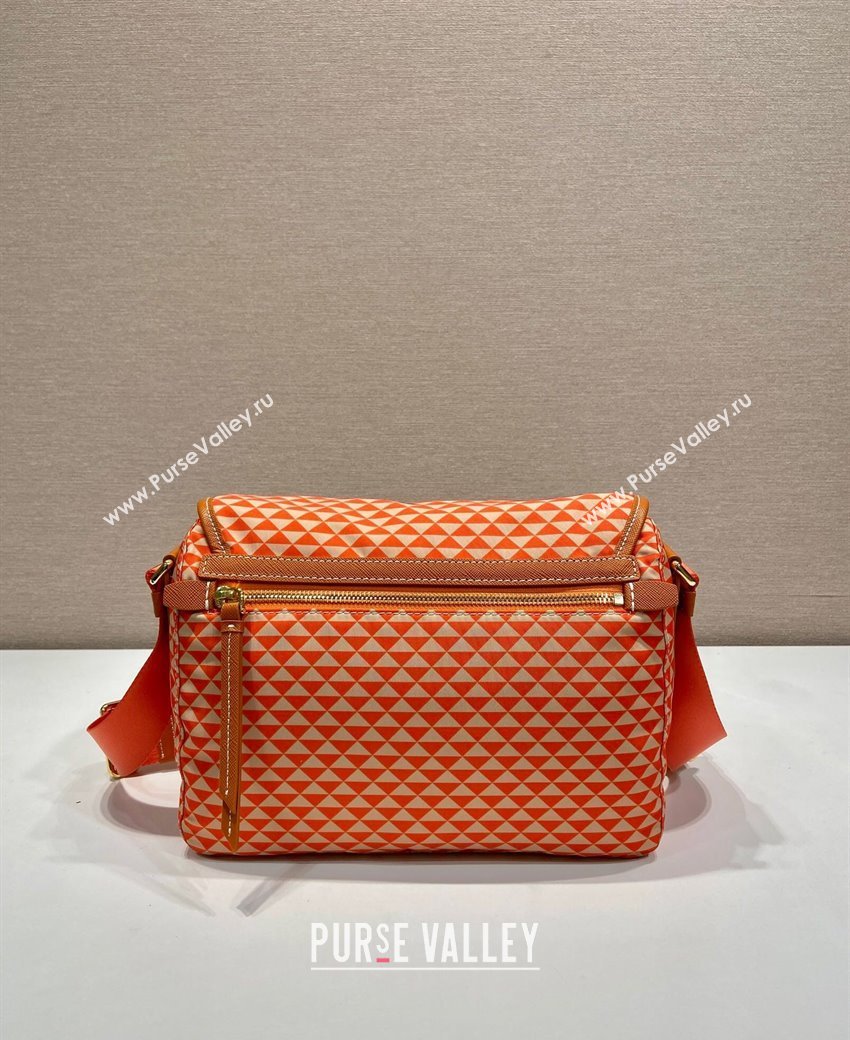 Prada Symbole Printed Nylon Messenger Bag Orange 2025 1BD383 (YZ-250207024)