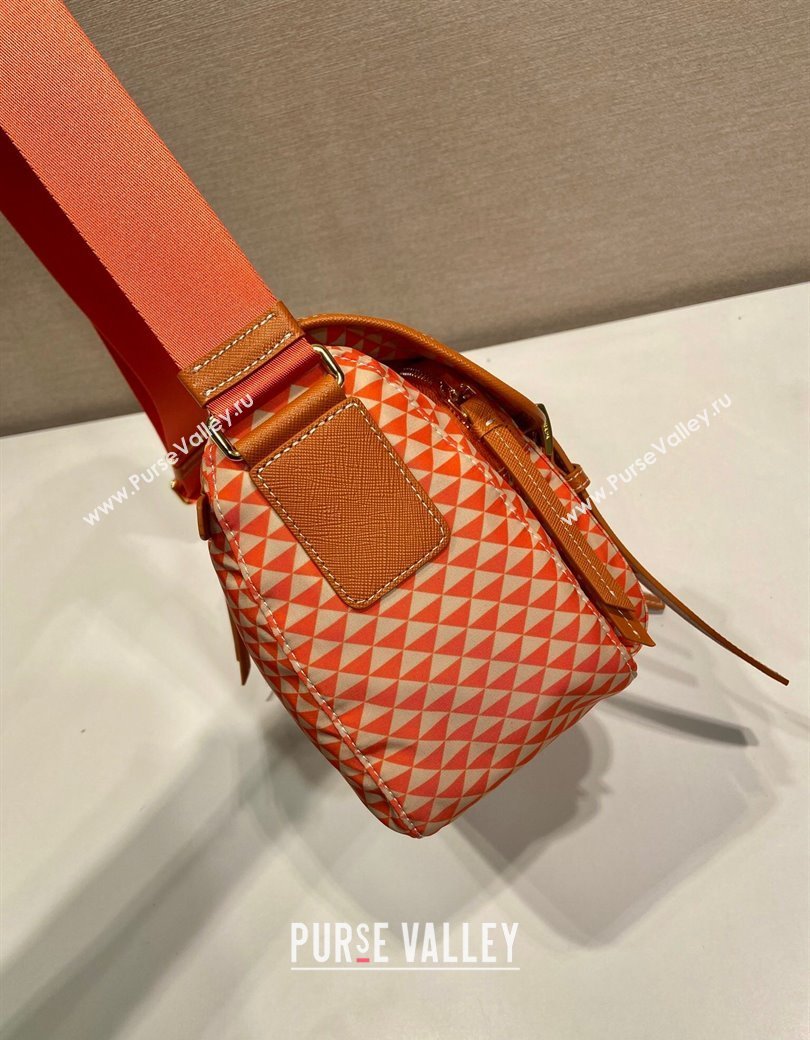 Prada Symbole Printed Nylon Messenger Bag Orange 2025 1BD383 (YZ-250207024)