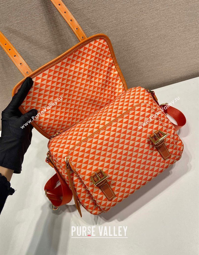 Prada Symbole Printed Nylon Messenger Bag Orange 2025 1BD383 (YZ-250207024)