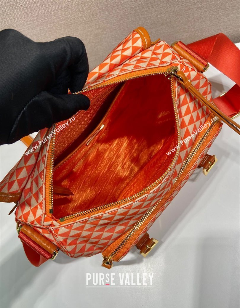 Prada Symbole Printed Nylon Messenger Bag Orange 2025 1BD383 (YZ-250207024)