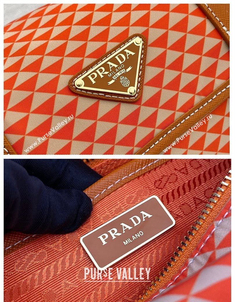 Prada Symbole Printed Nylon Messenger Bag Orange 2025 1BD383 (YZ-250207024)