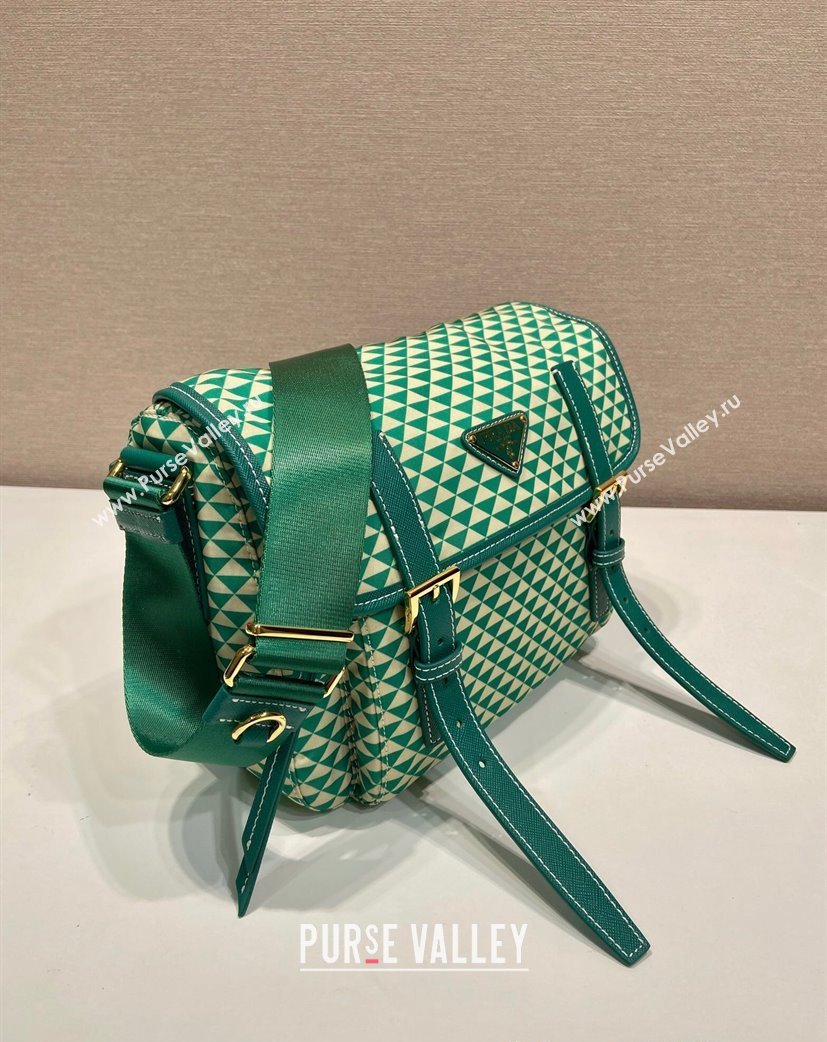 Prada Symbole Printed Nylon Messenger Bag Green 2025 1BD383 (YZ-250207025)