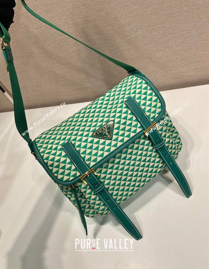 Prada Symbole Printed Nylon Messenger Bag Green 2025 1BD383 (YZ-250207025)