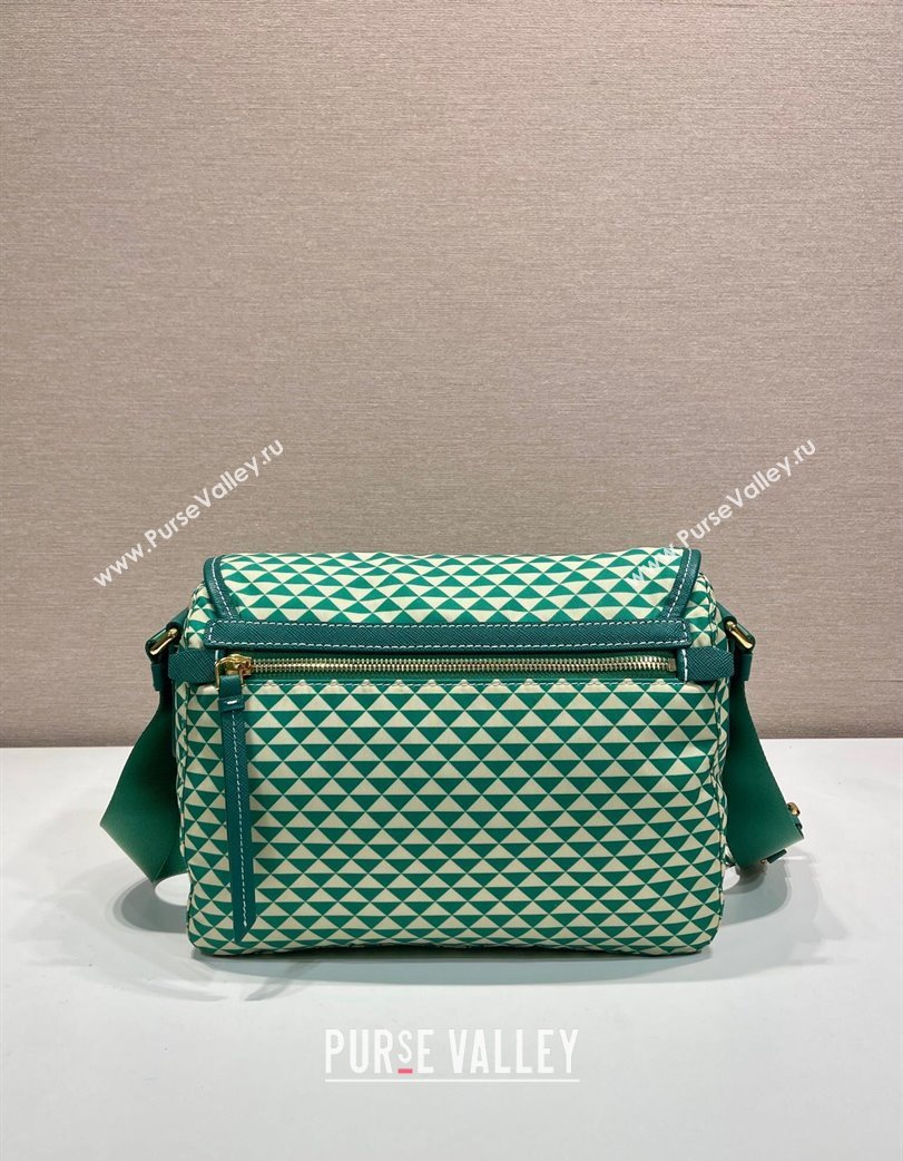 Prada Symbole Printed Nylon Messenger Bag Green 2025 1BD383 (YZ-250207025)