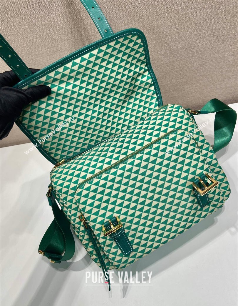 Prada Symbole Printed Nylon Messenger Bag Green 2025 1BD383 (YZ-250207025)