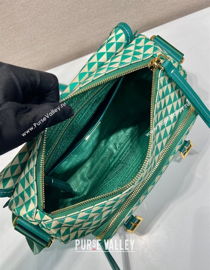Prada Symbole Printed Nylon Messenger Bag Green 2025 1BD383 (YZ-250207025)
