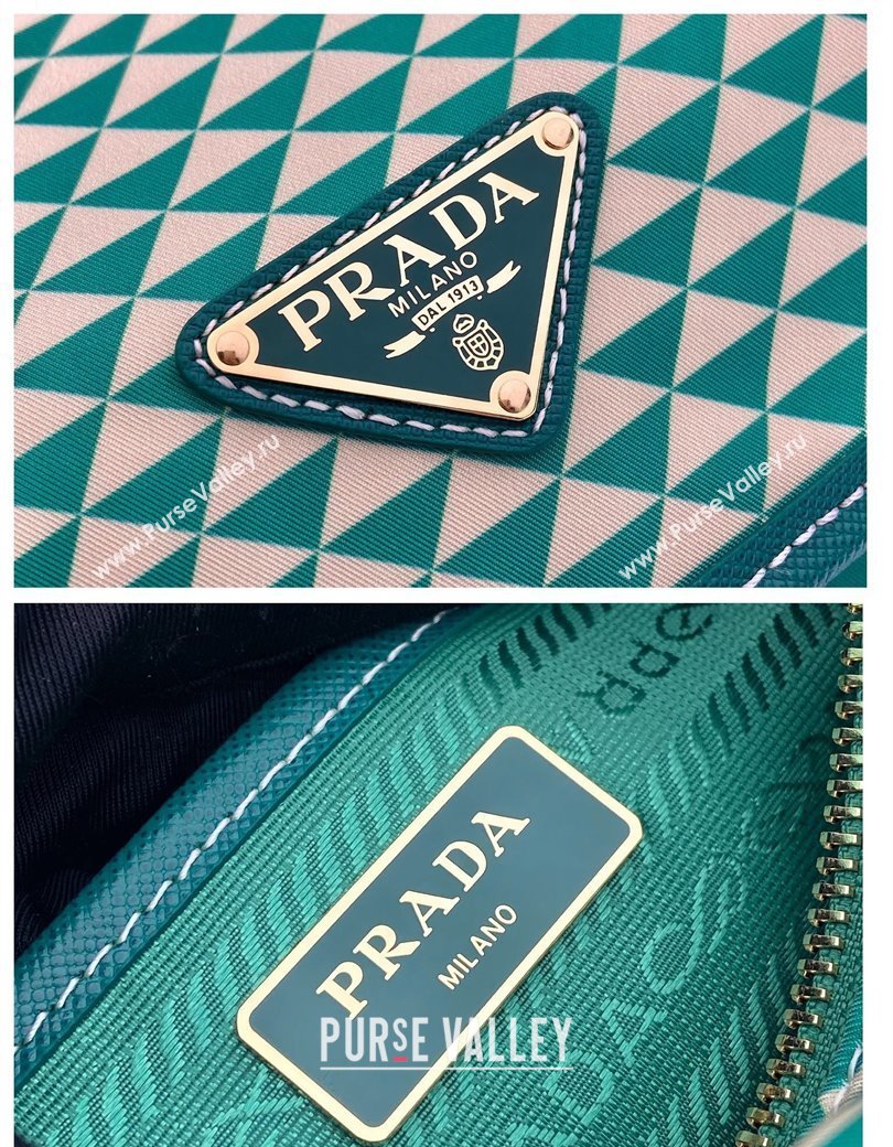 Prada Symbole Printed Nylon Messenger Bag Green 2025 1BD383 (YZ-250207025)