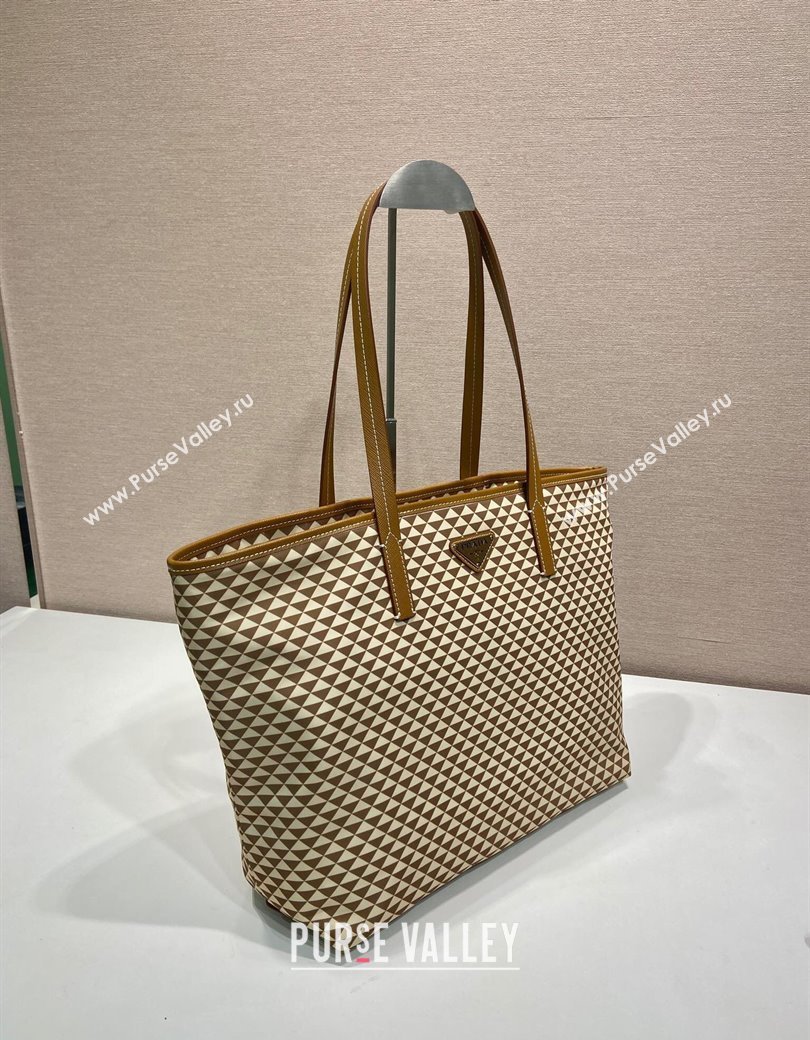 Prada Tassuto Triangulum Printed Nylon Tote Bag Beige 2025 1BD552 (YZ-250207026)