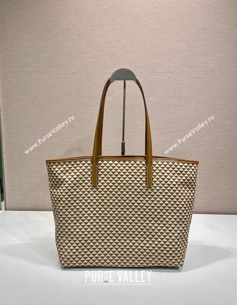 Prada Tassuto Triangulum Printed Nylon Tote Bag Beige 2025 1BD552 (YZ-250207026)