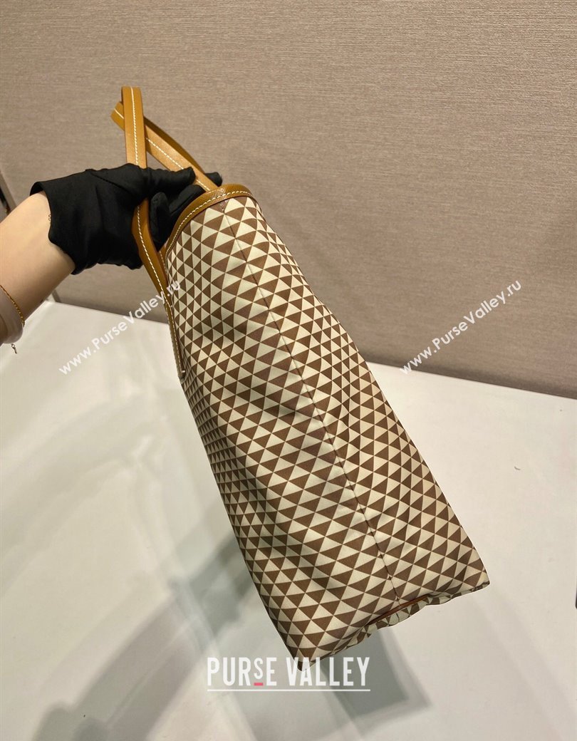 Prada Tassuto Triangulum Printed Nylon Tote Bag Beige 2025 1BD552 (YZ-250207026)