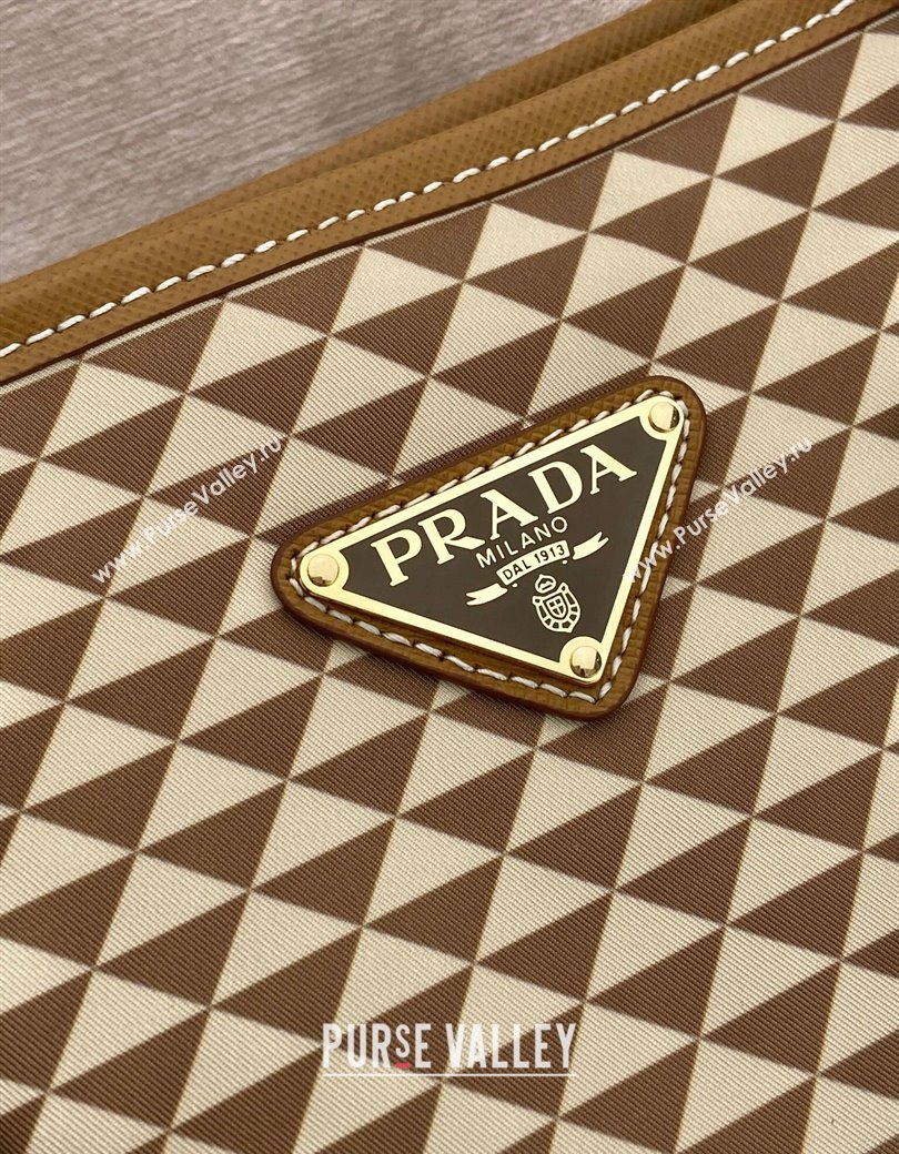 Prada Tassuto Triangulum Printed Nylon Tote Bag Beige 2025 1BD552 (YZ-250207026)