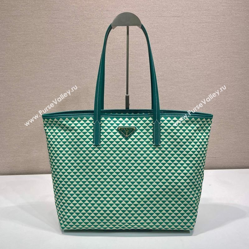 Prada Tassuto Triangulum Printed Nylon Tote Bag Green 2025 1BD552 (YZ-250207027)