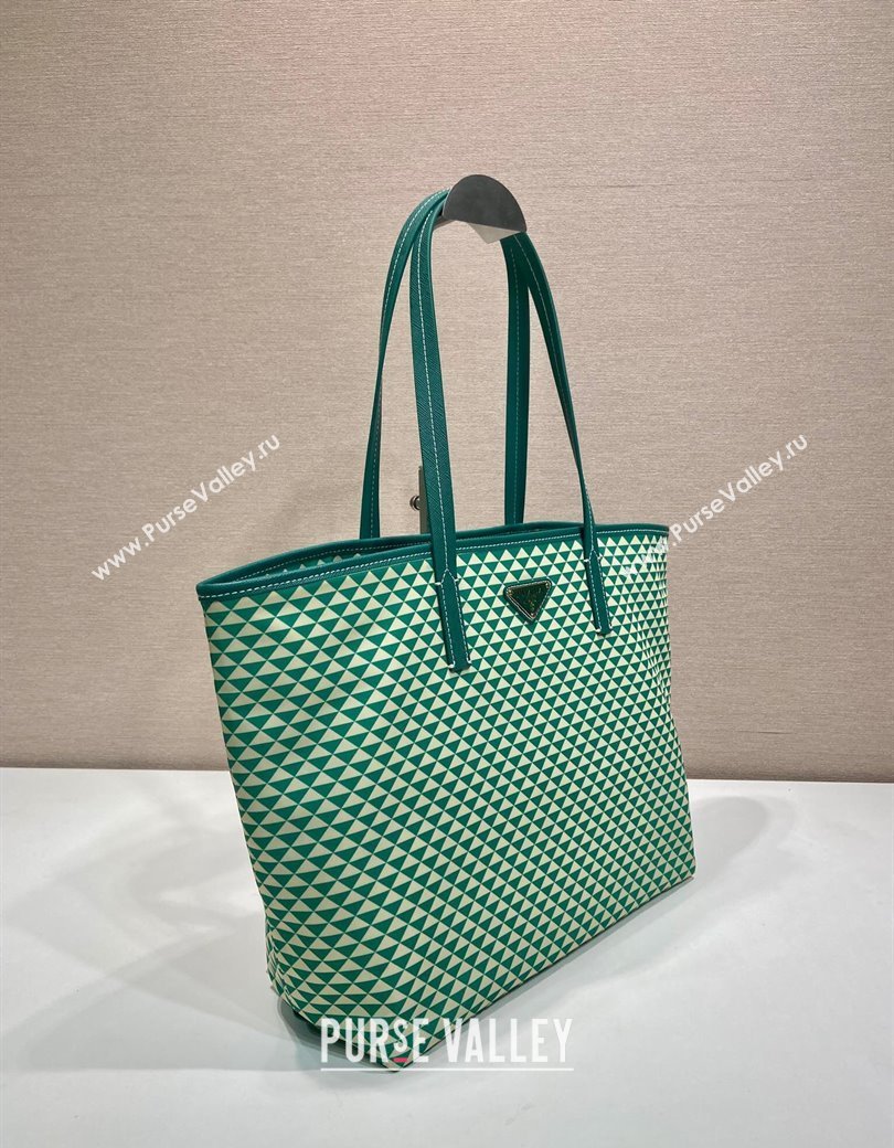 Prada Tassuto Triangulum Printed Nylon Tote Bag Green 2025 1BD552 (YZ-250207027)