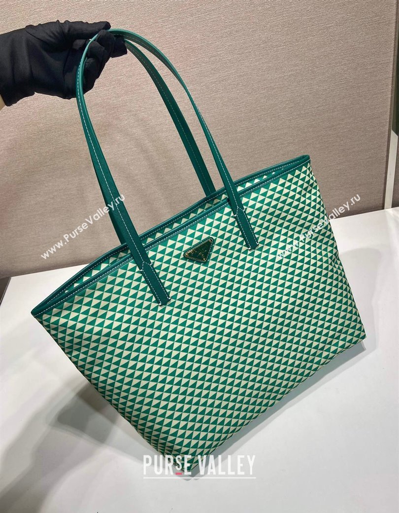 Prada Tassuto Triangulum Printed Nylon Tote Bag Green 2025 1BD552 (YZ-250207027)