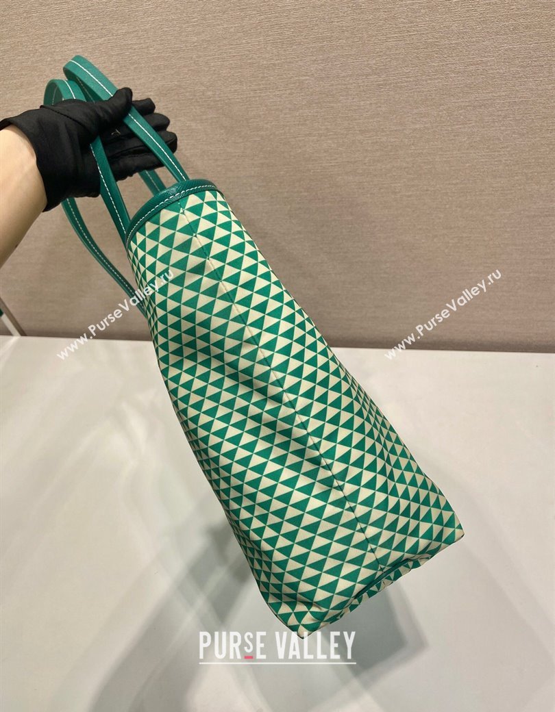 Prada Tassuto Triangulum Printed Nylon Tote Bag Green 2025 1BD552 (YZ-250207027)