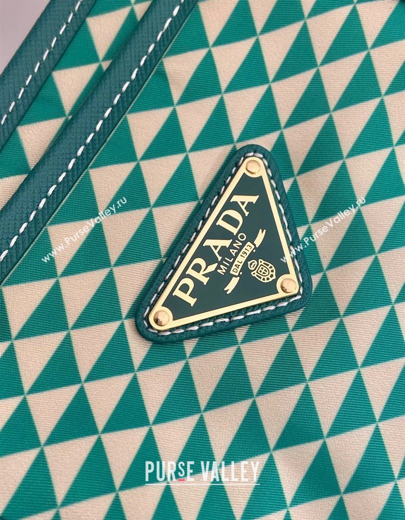 Prada Tassuto Triangulum Printed Nylon Tote Bag Green 2025 1BD552 (YZ-250207027)