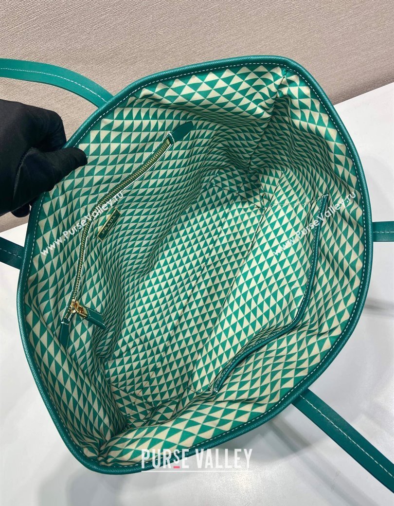 Prada Tassuto Triangulum Printed Nylon Tote Bag Green 2025 1BD552 (YZ-250207027)