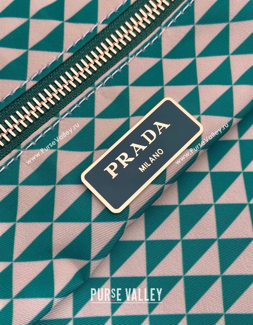 Prada Tassuto Triangulum Printed Nylon Tote Bag Green 2025 1BD552 (YZ-250207027)