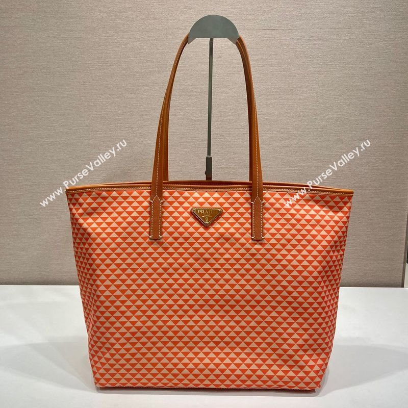 Prada Tassuto Triangulum Printed Nylon Tote Bag Orange 2025 1BD552 (YZ-250207028)