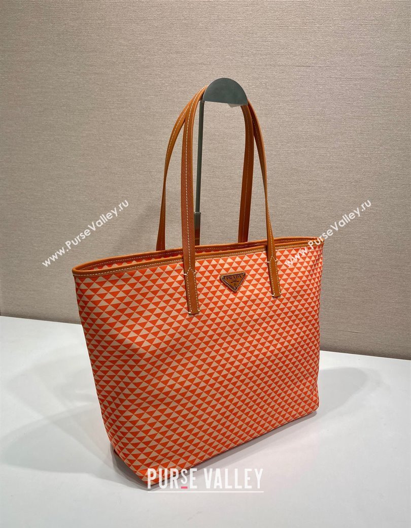 Prada Tassuto Triangulum Printed Nylon Tote Bag Orange 2025 1BD552 (YZ-250207028)