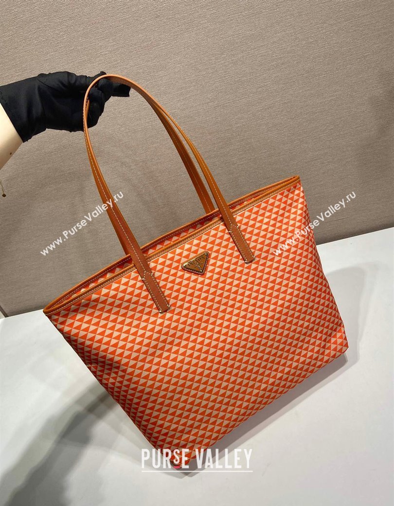 Prada Tassuto Triangulum Printed Nylon Tote Bag Orange 2025 1BD552 (YZ-250207028)